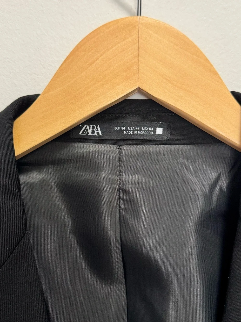 Zara Men Black Slim Fit Blazer Single Breasted Suit Jacket US 44 / EUR 54